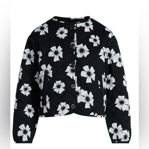 NWT Black Floral Quilted Button-Front quilted floral Jacket